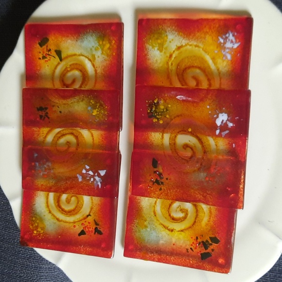 Set of 6 Art Glass Coasters - Picture 3 of 4